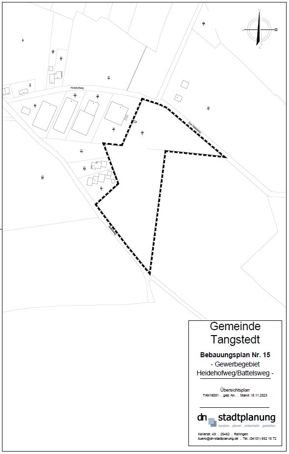 Übersichtsplan B-Plan 15 der Gemeinde Tangstedt