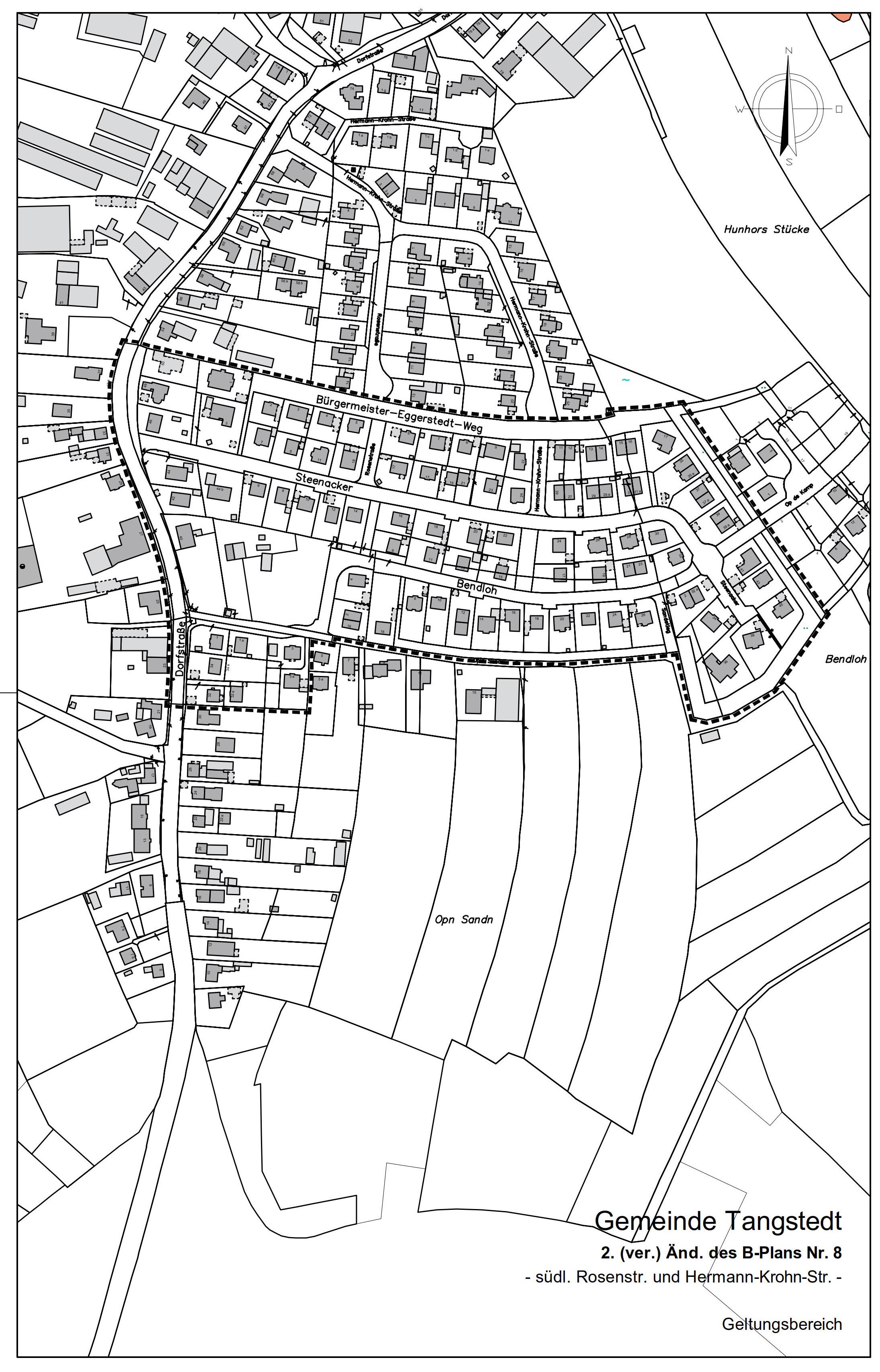 Lageplan zur 2. (vereinfachten) Änderung B-Plan 8, Tangstedt